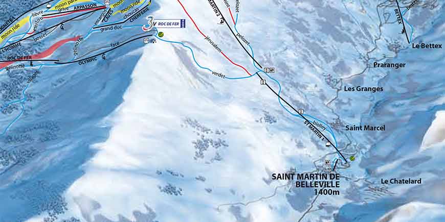 The Latest St Martin de Belleville Piste Map PDF Covering Saint Martin de Belleville, Les Menuires and Val Thorens