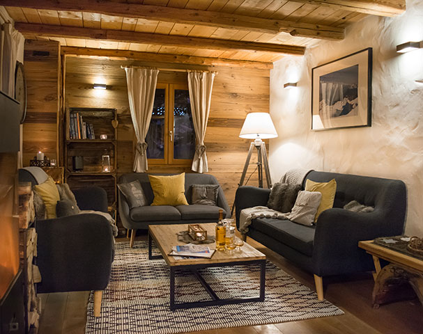 Stylish and cosy living spaces in Chalet Alpage, one of our luxury catered chalets in St Martin de Belleville.